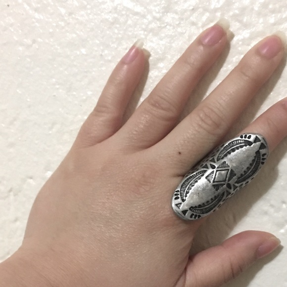 Silver Tribal Boho Finger Ring - Picture 2 of 4